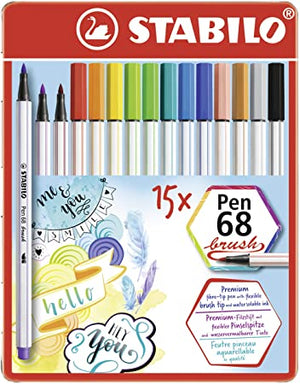 Marcador Stabilo Pen 68 Brush de 15 Pzs