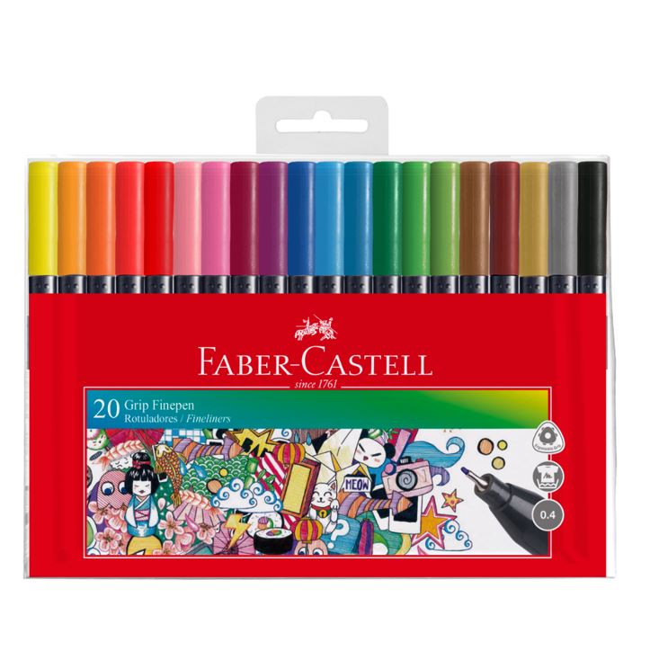Marcador Grip Finepen (20 Colores) C/Estuche Faber Castell –