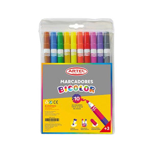 Marcador Bicolor Doble Punta X 10 (20 colores) Artel