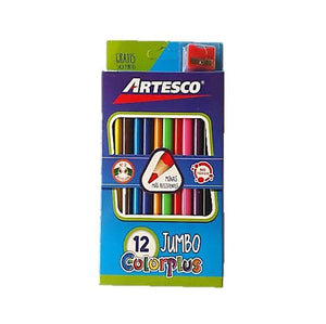 Colores largos Color Plus Jumbo X12 C/Tajador Artesco