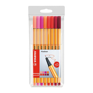 Micropunta Stabilo Point 88, Estuche x 8 Unids Tonos Rojo