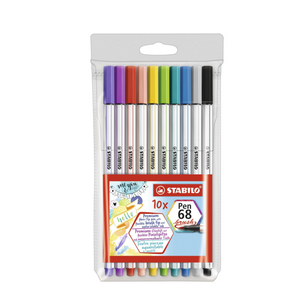 Marcador Stabilo Pen 68 Brush Est/10 Pzas (Punta Pincel)