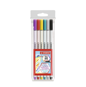Marcador Stabilo Pen 68 Brush Est/6 Pzas (Punta Pincel)