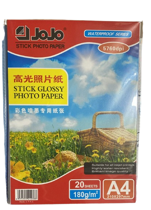 Papel Fotografico Autoadhesivo A4 Brillante 180Gr (20 hojas)