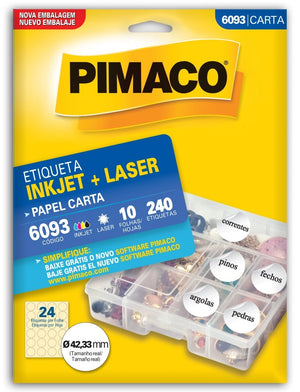 Etiquetas Adhesivas para impresión Pimaco Carta 6093 Ø 42,33mm