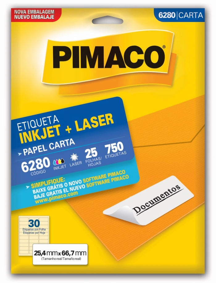 Etiquetas Adhesivas para impresión Pimaco Carta 6280