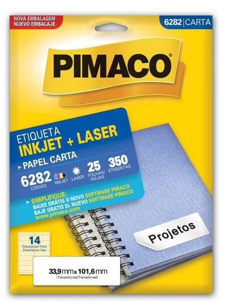 Etiquetas Adhesivas para impresión Pimaco Carta 6282