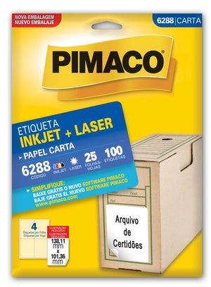 Etiquetas Adhesivas para impresión Pimaco Carta 6288