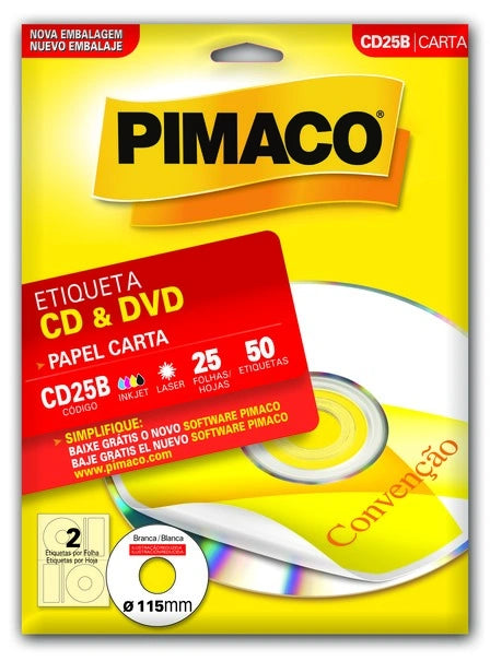 Etiqueta CD/DVD Circular Pimaco CD25B
