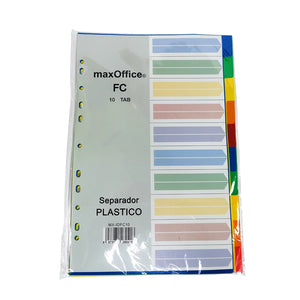 Separadores plásticos tamaño oficio x10 Divisiones