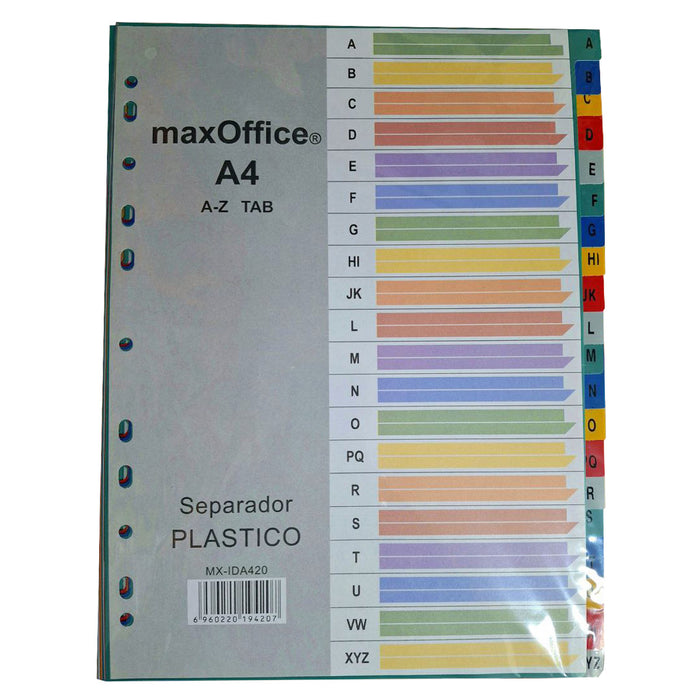 Separador Plastico  A4 Letras A-Z Maxoffice