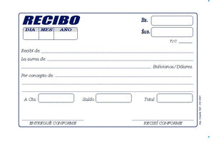 Recibo 1/4 oficio Con Copia Quimica