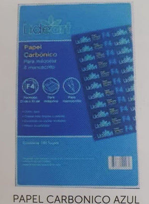 Papel Carbonico Azul Lideart Sencillo Oficio 100 hojas