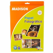 Papel Fotográfico Brilloso A4 185gr Madison 20 Hojas