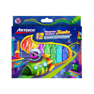 Marcadores Artesco Superpunta Jumbo X 12 colores