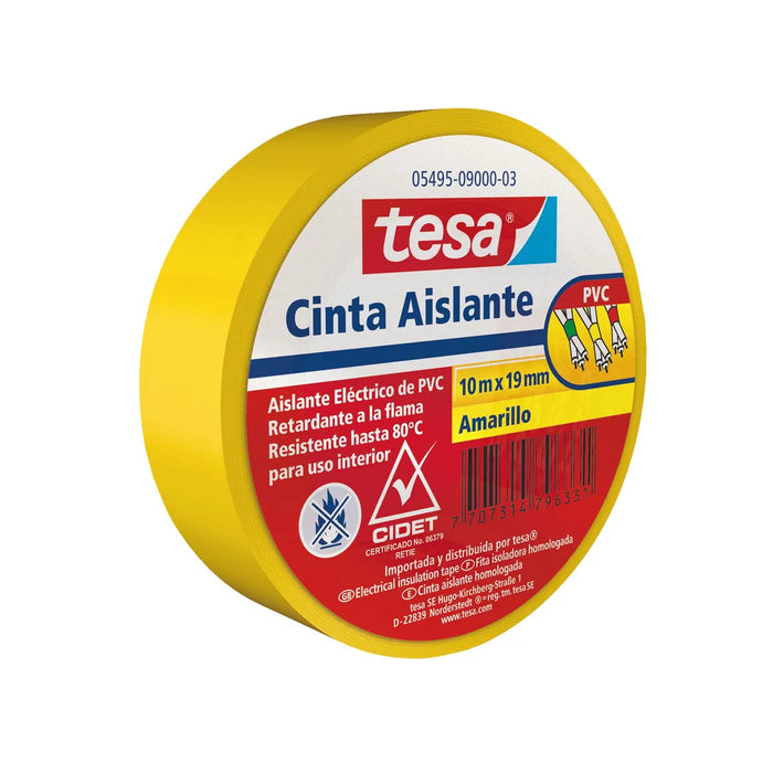 Cinta Aislante Tesa Color Amarillo 15mm x 10 mts
