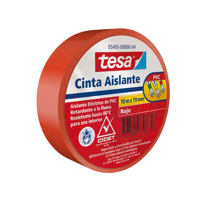 Cinta Aislante Tesa Color Roja 15mm x 10 mts