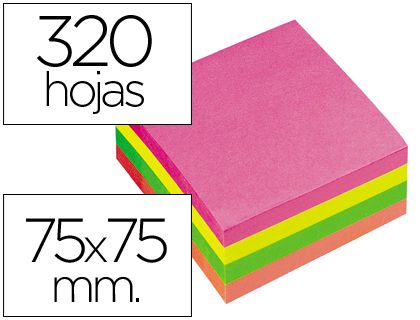 Memotips Fosforescentes 320 Hojas Colores Surtidos 3x3"