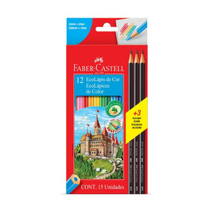 Ecolápices Escolares Hex (12 Colores+3 Grafitos) Faber Castell