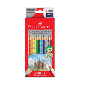 Ecolápices Grip Triangular (12 Colores+ Tajador) Faber Castell