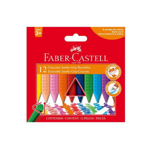 Crayones Grip Jumbo Borrable 12 Colores Faber Castell