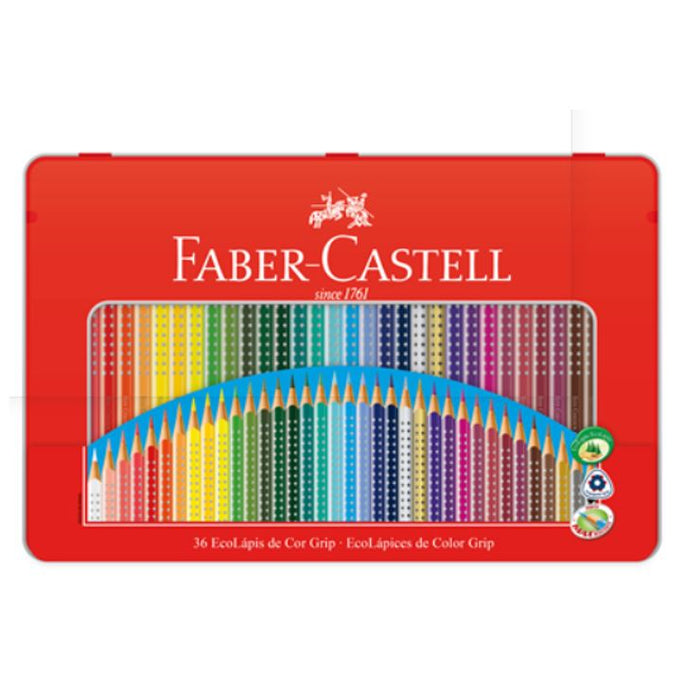 Ecolápices Grip Tri (36 Colores) C/Estuche de lata Faber Castell