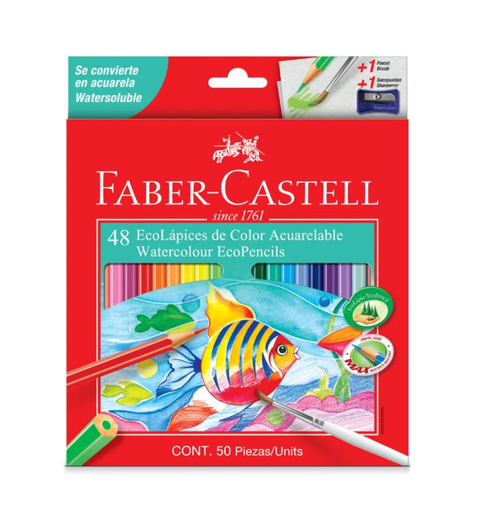 Ecolápices Acuarelables Hex (48 Colores+Tajador) Faber Castell
