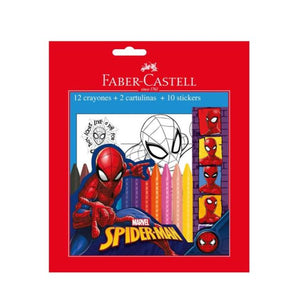 Crayones Grip Jumbo Borrable 12 Colores Faber Castell Spiderman