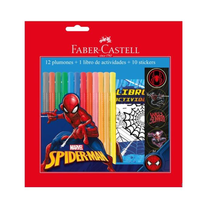 Marcador Escolar Spider Man (12 Colores + Libreta+ Stickers)