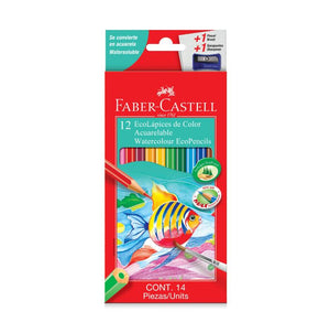 Ecolápices Acuarelables Hex (12 Colores+Tajador) Faber Castell