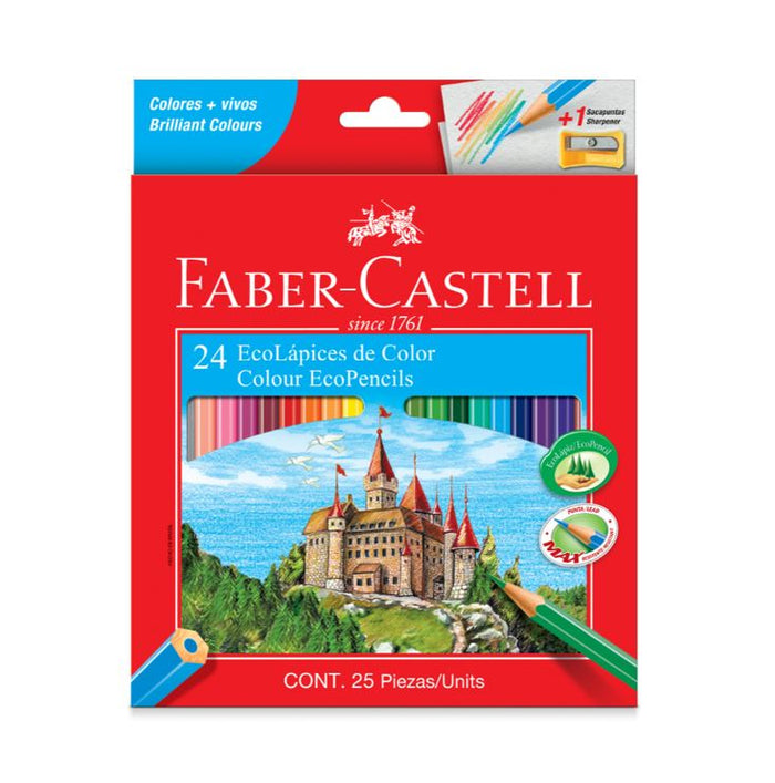 Ecolápices Escolares Hex (24 Colores+ Tajador) Faber Castell