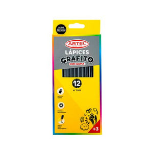 Lápiz Grafito Negro 2HB C/Borrador Artel