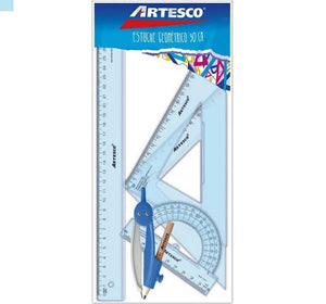 Estuche geométrico 30 cm con compás Artesco