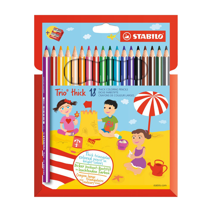 Lápiz de Color Stabilo Trio Thick Grueso Est./18 colores + tajador 203/2-18
