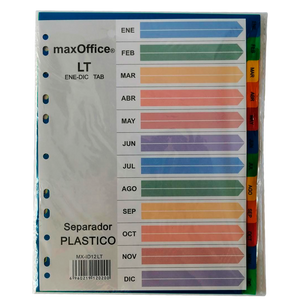 Separadores X12 meses Tamaño Carta Plásticos MaxOffice