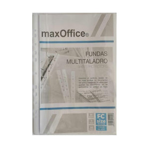 Fundas Plásticas Multitaladro MaxOffice de 80 Micras (Oficio)